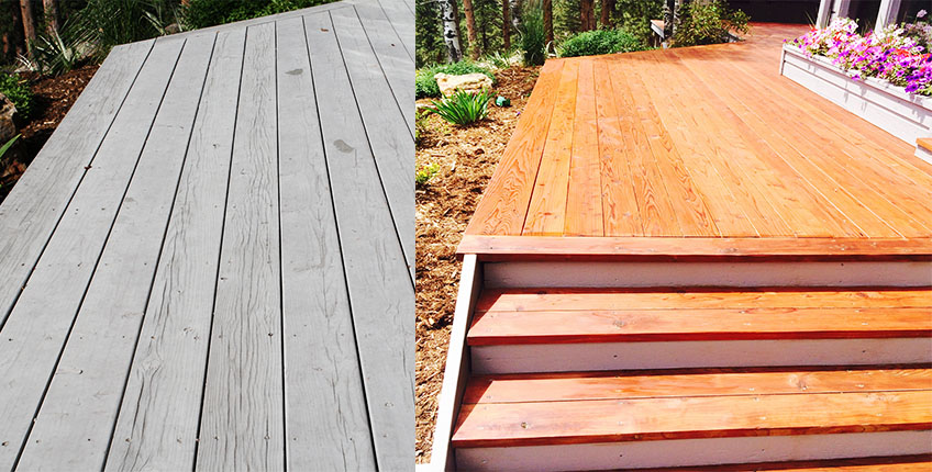 Deck Sanding and Refinishing before and after